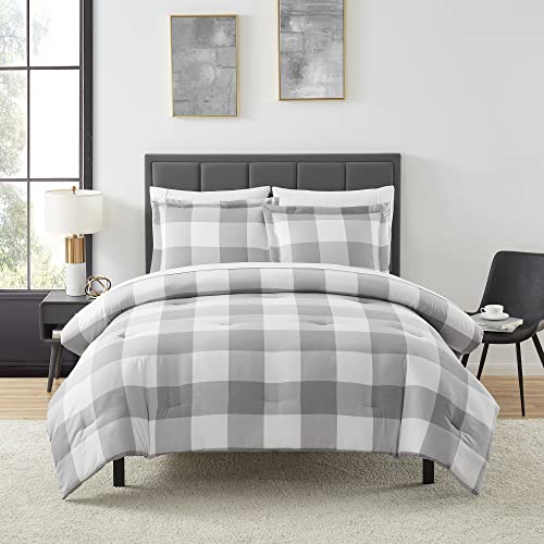 Twin Comforter Set with Sheets - 5-Piece Bedding Collection - 1 Comforter, 1 Fitted Sheet, 1 Flat, 2 Pillowcases - Deep Pocket - Soft & Premium Quality - Ideal for All Seasons, Checkered Box Sweet Home Collection