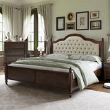 AMERLIFE King Size Solid Wood Bed Frame, Transitional Platform Bed with 52.5" Upholstered Tufted Headboard, Rubberwood/Roman Column Accents/Wood Slat Support/No Box Spring Needed AMERLIFE