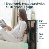 LINSY Full Bed Frame with Storage, Ergonomic Headboard, 14 inch Fast Assembly Metal Bed with Lights, Outlets & USB, Full Size, Noise Free, No Box Spring Needed, Greige LINSY