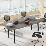 LITTLE TREE 6 FT Conference Room Table, 70.86L x 35.43W x 29.52H Inches Boat Shaped Meeting Seminar Boardroom Table. Gray LITTLE TREE