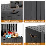 PatioZen 31 Gallon Resin Deck Box, Lockable Package Delivery Box, Waterproof and UV Resistant Outdoor Storage Box for Patio Furniture, Garden Tools and Toys Storage - Black PatioZen