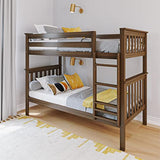 Max & Lily Bunk Bed Twin over Twin, Solid Wood Bunk Bed Frame with Ladder for Kids, 14" Safety Guardrails, Easy Assembly, No Box Spring Needed, Walnut Max & Lily