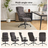 VINGLI Chenille Executive Ergonomic Fabric Office Chair with 100-130° Recline, High-Back Desk Chair with Adjustable Base & Padded Back & Wheels, Comfy Chair for Gaming, Computer, Home Office,Dark Gray VINGLI