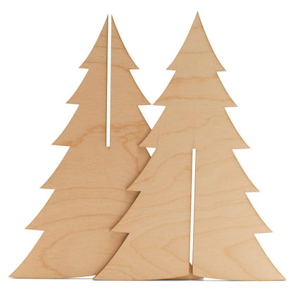 Wooden Christmas Tree, 17 3/4 Inch Wood Christmas Trees, Pack of 1 Christmas Wood Cutouts, Slotted 2 Piece, 3D Wooden Tree for Crafts, Party, Painting, Decor, Wood Tree Cutout, Christmas Ornaments