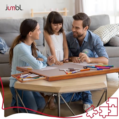 Jumbl 1000-Piece Puzzle Board | 23” x 31” Wooden Jigsaw Puzzle Table with 4 Removable Storage & Sorting Drawers | Smooth Plateau Fiberboard Work Surface & Reinforced Hardwood | for Games & Pu - WoodArtSupply