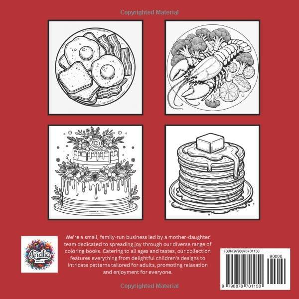 A Food Adventure: Coloring Book: 50 Bold and Easy Coloring Pages Suitable for Adults and Children WoodArtSupply