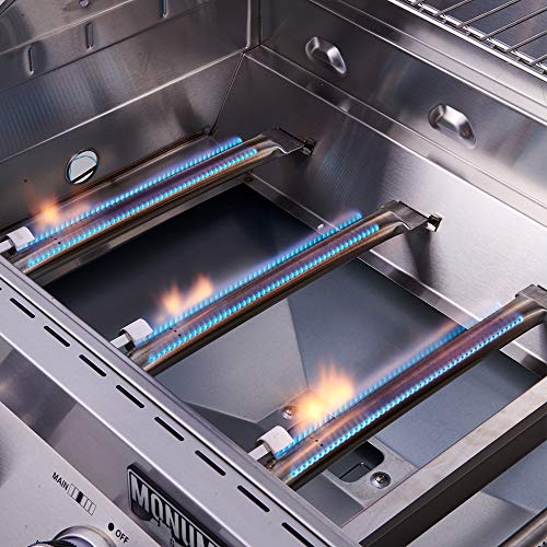 Monument Grills 77352 6-Burner Stainless Steel Cabinet Style Propane Gas Grill with Knob Controls, Side Burner, Built-In Thermometer, and Rotisserie Kit Monument Grills