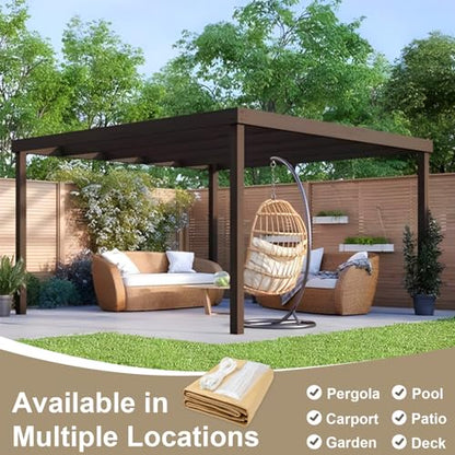 LOVE STORY 10x10 FT Sun Shade Cloth with Grommets Pergola Shade Cover 95% UV Protection for Patio Outdoor, Brown - WoodArtSupply