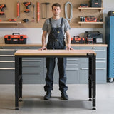 VEVOR Adjustable Workbench, 48 x 20-inch Heavy Duty Work Bench with 28.5-38.3 Inches Height Adjustment, 2000 lbs Capacity Garage Workbench with Power Outlets, Suitable for Office, Garage, Workshop VEVOR