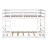 Bellemave Low Profile Full Over Full Bunk Bed Frame with Ladder for Kids and Teens, White Bellemave