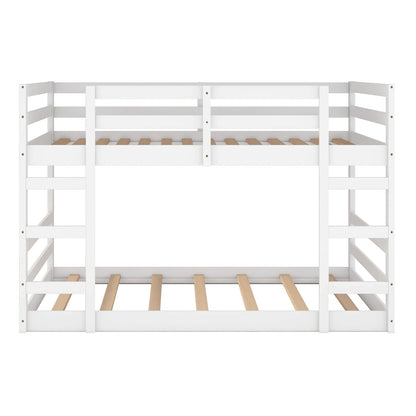 Bellemave Low Profile Full Over Full Bunk Bed Frame with Ladder for Kids and Teens, White - WoodArtSupply