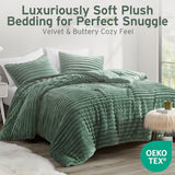 Intelligent Design Twin Comforter Set, Cozy Plush Bedding, Microfiber Reverse, 2 Piece, Lightweight, Super Soft Ribbed Velvet Comforter 1 Sham, All Season Fluffy Bed Set, Avril, Twin/Twin XL Green Intelligent Design