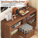 Forrelaxis 48" XL Record Player Stand with 3 Drawers, Mid Century Modern Vinyl Record Storage Cabinet Up to 285 LPs, Turntable Media Console Table for Living Room Bedroom(Walnut) Forrelaxis