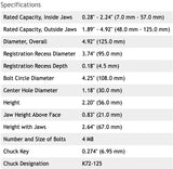 Lathe Chuck, 4-Jaw 5", Independent - High Grade Steel - Includes a chuck key and reversible jaws, LittleMachineShop.com (2338) LittleMachineShop.com