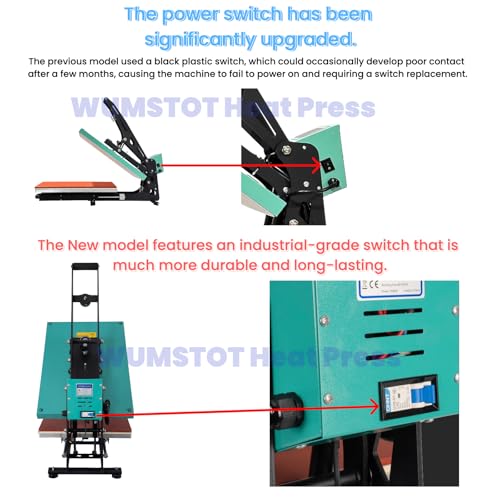 Heat Press Machine for T-Shirts: 2025 Upgraded 16x24 Auto Open Heat Press Slide-Out,Heated Surface with Teflon Non-Stick Coating,110V, 2000W, for DTF on Tshirts, Bags, Cushion(Not for Sublimation) WUMSTOT