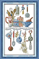 Cross Stitch Kits, Awesocrafts Kitchenware Abstract Easy Patterns Cross Stitching Embroidery Kit Supplies, Stamped or Counted (Counted)