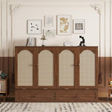 KEIKI Queen Murphy Bed Cabinet with Charging Station & Rattan Design – Space-Saving Wall Bed with Large Storage Drawer, Foldable Platform Bed for Small Rooms – Sturdy Pine Wood Construction, Walnut KEIKI