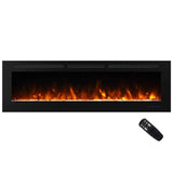 Masarflame 72" Recessed Electric Fireplace Insert, 5 Flame Settings, Log Set or Crystal Options, Temperature Control by Touch Panel & Remote, 750/ 1500W Heater Masarflame