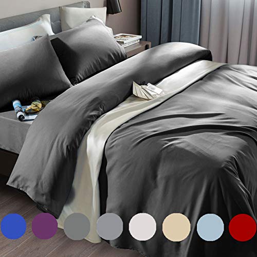 SONORO KATE Bed Sheet Set Super Soft Microfiber 1800 Thread Count Luxury Egyptian Sheets Fit 18-24 Inch Deep Pocket Mattress Wrinkle-6 Piece (Dark Grey, Queen) SONORO KATE