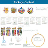 Zhenqing Butterfly Flower Embroidery Kit 4 Pack, Beginner Floral Craft Set with 20cm Hoop, Printed Patterns on 29x29cm Cotton Fabric, DIY Nature Design (JC0083)