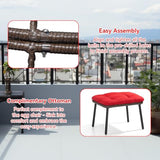Gardenbee Wicker Egg Chair with Cushion, Indoor Outdoor Lounger for Patios, Living Room, PE Rattan Chair Steel Frame, Strong Load Capacity, Red Cushion Gardenbee