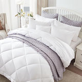 SLEEP ZONE King Size Comforter Duvet Insert, Down Alternative Reversible Comforter, Lightweight, Soft and Breathable Bedding All Season, Diamond Quilting White SLEEP ZONE