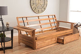 Kodiak Furniture Phoenix Full Size Futon in Butternut Finish with Storage Drawers, Linen Charcoal Kodiak Furniture