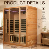3 Person Infrared Sauna for Home, Low EMF, 7 Color Lighting, Immersive Bluetooth Speakers, Indoor Dry Sauna for Family Relaxation, 59.06" x 35.43" x 74.8",1960W/120V INFRADELUX