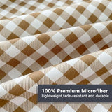 NSNLGSGC Tan Gingham Full Sheet Set, Soft Brushed Microfiber Taupe Plaid Full Bed Sheets, 4-Pieces Brown Grid Sheet Set with Deep Pocket NSNLGSGC