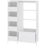 MOYIPIN Portable Closet，Free Standing Wardrobe Closet with Hanging Rod and Curtain，Clothes Storage Organizer, for Cloakroom, Bedroom，40.55 x 16.73 x 65.35Inches，White MOYIPIN