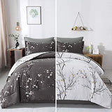 WONGS BEDDING 7 Pieces Comforter Set Full, Floral Bed in a Bag Comforter Reversible Flower Plum Bedding Set Full Size（1 Comforter,2 Pillowcase,2 Pillow Shames,1 Flat Sheet,1 Fitted Sheet） WONGS BEDDING