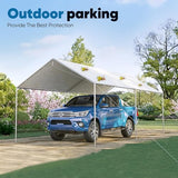 Quictent 10x20 ft Heavy Duty Car Canopy Galvanized Frame Carport Outdoor Party Tent Boat Shelter with 3 Reinforced Steel Cables - White Quictent