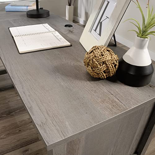 Sauder Cottage Road L-Desk, L: 65.12" x W: 58.66" x H: 29.76", Mystic Oak finish - WoodArtSupply