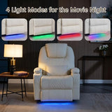 Dual Motor Power Swivel Rocker Recliner Chair with Heat and Massage,Electric Glider Rocking Chairs for Nursery,Theater Seating with LED Lights, USB A/USB C Ports for Living Room (1, Beige)