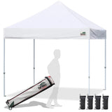 Eurmax USA Standard 10x10ft Patio Pop Up Canopy Tent for Outdoor Events Commercial Instant Canopies with Heavy Duty Roller Bag,Bonus 4 Canopy Sand Bags (White) Eurmax