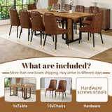 MEMUY Wood Dining Table Set for 10,79" Rustic Wood Kitchen Table and Chairs,10 Seat Dining Table Set with Heavy Duty Legs,Large Dinner Table Set for 10 for Big Family Kitchen Dining Room MEMUY