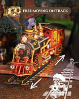 Merrifete Steampunk Train Station DIY Miniature House Kit – Victorian Fantasy Railtrack Phantom City Dollhouse Kit – Wood 3D Puzzles Tiny House Book Nook Christmas Halloween Birthday