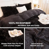 Andency Queen Comforter Set Black, Fluffy Winter Faux Fur Warm Soft Plush Bedding Comforter Set (1 Velvet Comforter & 2 Pillowcases), Fuzzy Thick Heavy Puffy Comforters Bed Set Andency