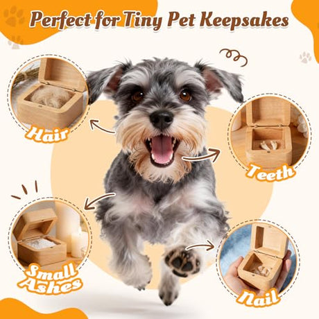 BluBrk Pet Fur Keepsake Box, Wooden Memorial Box for Dog & Cat Hair, Whiskers, Teeth & Tags, Sympathy Gift for Pet Loss BluBrk