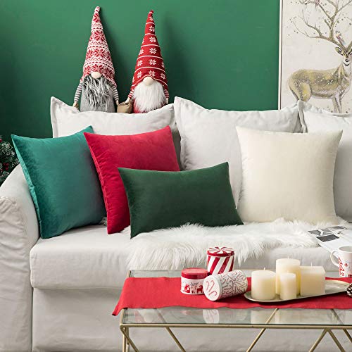 MIULEE Velvet Pillow Cover Soft Luxury Decorative Throw Pillow Cover Eruo Sham Single Rectangle Cushion Case for Couch Sofa Bedroom Car Decor,24x24 Inch Cream White MIULEE