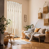 Osunnus Boho Macrame Curtain Handmade String Curtain with Tassel Large Macrame Wall Hanging Boho Room Divider Art Decor for Living Room Bedroom Bohemian Wedding Party Decor, 2 Panels 79" L x 35" W Osunnus