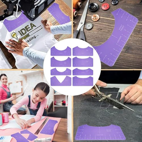 QUKLOGEN Heat Press Pillow Bundle Tools Kit Include 4 Heat Pressing Transfer Pillow Mat 3 Pack Teflon Sheet for Heat Press 2 Rolls Heat Resistant Tape 12 Different Size T Shirt Guide Ruler QUKLOGEN