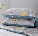 SLEEPBELLA Comforter Twin Size, 600 Thread Count Cotton Grey Branch with Yellow Turquoise Polka Dot Pattern Green Reversible Comforter Set,Down Alternative Bedding Set 2Pcs (Twin, Grey Branch) SLEEPBELLA