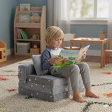 Foldable Floor Mattress with Pillow for Kids, Glow in The Dark Grey Star Toddler Washable Folding Floor Nap Mat for Daycare, Child Trifold Futon Sofa Bed with Storage Bag for Playroom Girls and Boys Givjoy