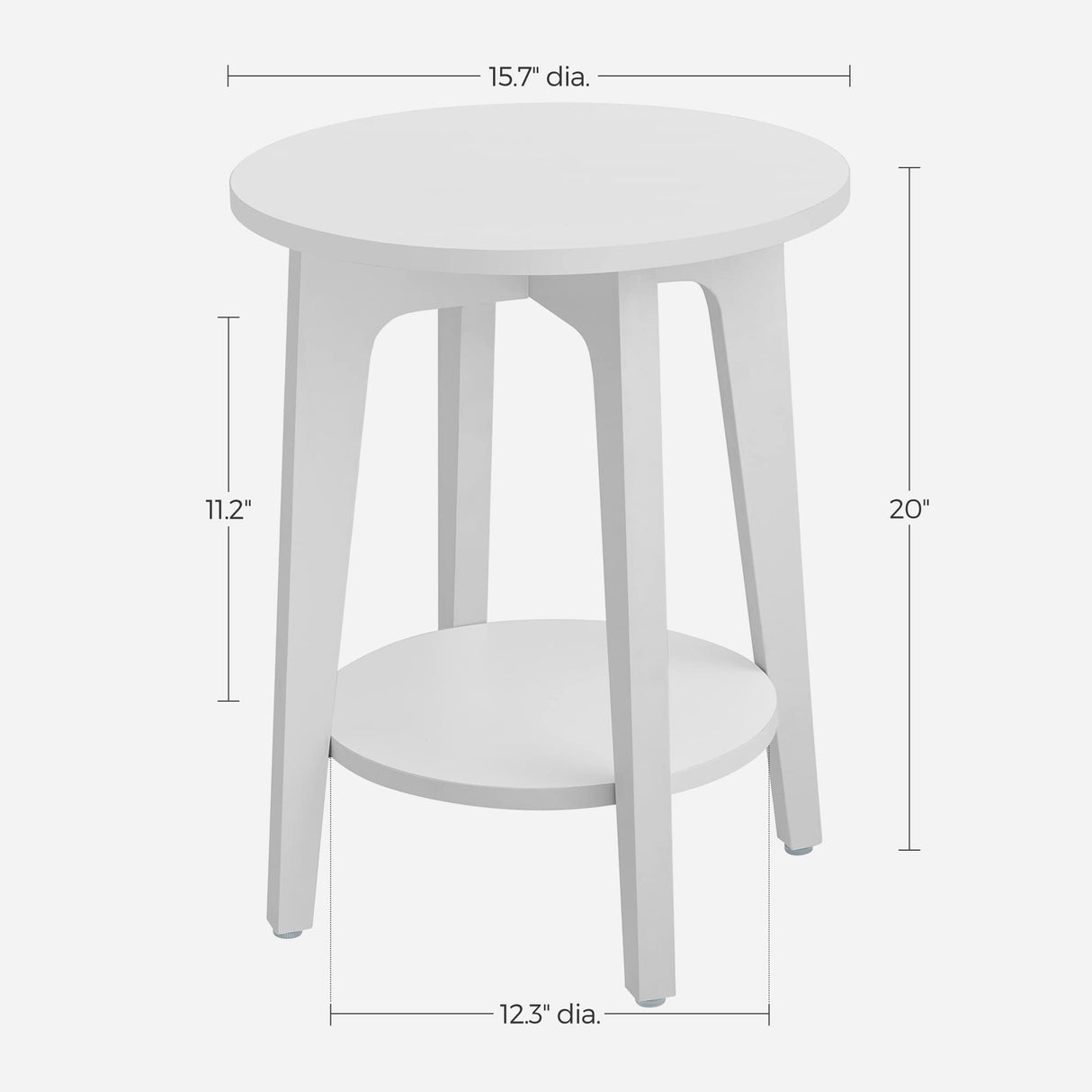 VASAGLE Side Table, Small Round End Table with Lower Shelf, Nightstand for Small Spaces, Living Room, Bedroom, White ULET283T14 VASAGLE