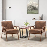 SmartEdge Accent Chair, Living Room Chairs with Extra-Thick Backrest, Lounge Accent Chair with Solid Wood Frame, Comfy Tech Cloth Vanity Chair Armchair for Bedroom, Reading Room, Office, Brown SmartEdge