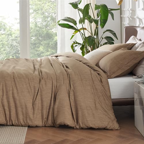 Bedsure Queen Comforter Set - Brown Soft Bedding for All Seasons, Cationic Dyed Bed Set, 3 Pieces, 1 Queen Size Comforter (90"x90") and 2 Pillow Shams (20"x26"+2") Bedsure