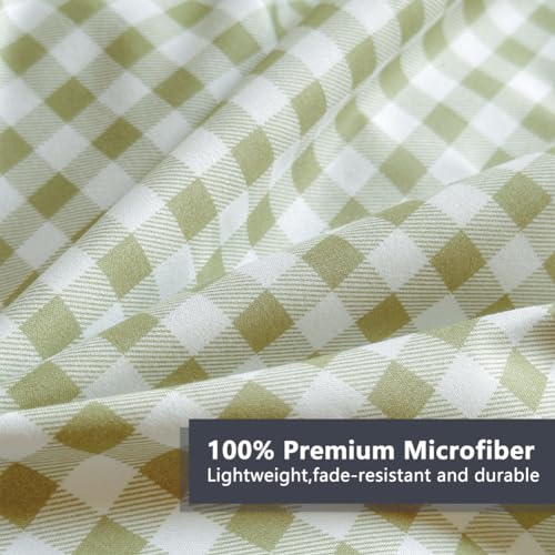 NSNLGSGC Twin Comforter Set, Sage Green Gingham Bedding Sets, Green Grid Bed Comforter 2 Pieces (1 Comforter, 1 Pillowcase) NSNLGSGC