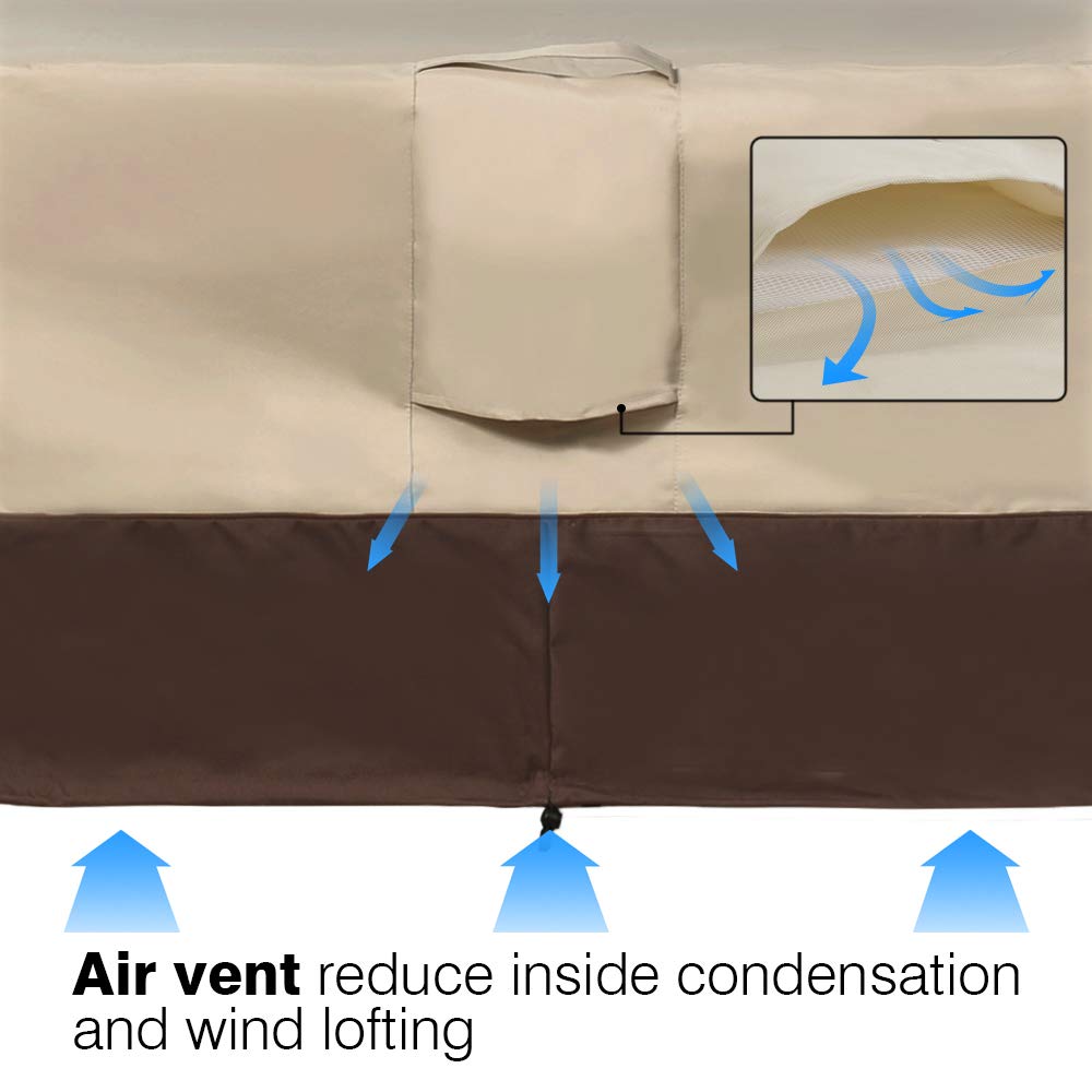 Vailge Veranda Rectangular/Oval Patio Table Cover, Heavy Duty and Waterproof Outdoor Lawn Patio Furniture Covers, Large Beige & Brown Vailge