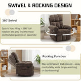 Korser Recliner Chair, Swivel Rocker Recliner Chair for Adults, Small Recliners for Small Spaces, Upholstered Manual Recliner with Side Pockets, Nursery Rocking Chair for Living Room, Chenille, Brown